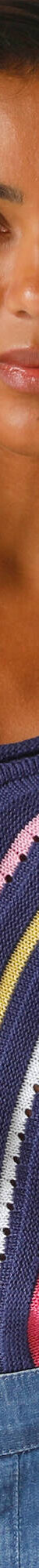 Pull V maille fantaisie, rayures graphiques (indigo / multicolore) Pull V maille fantaisie, rayures graphiques (indigo / multicolore)